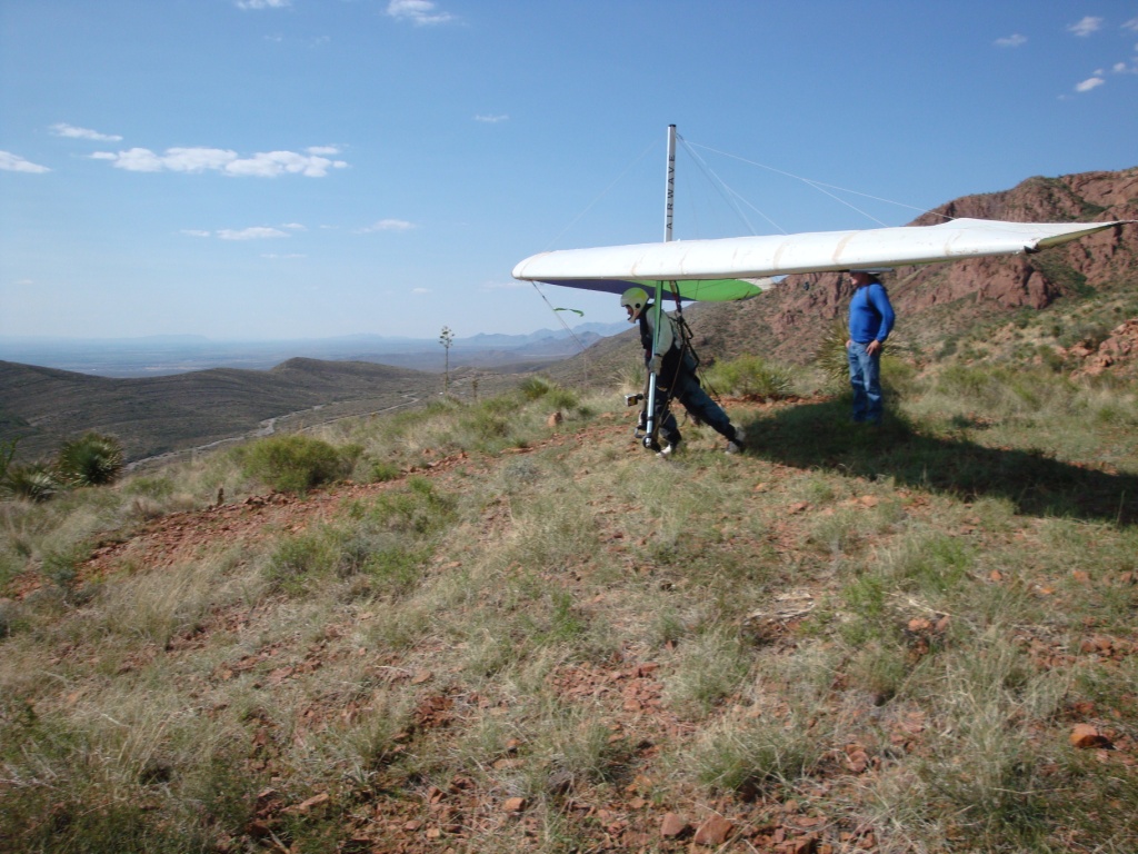 hang glider launching at Agave Hill
